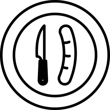 Tabakta simge şeklinde bir bıçak ve sosis