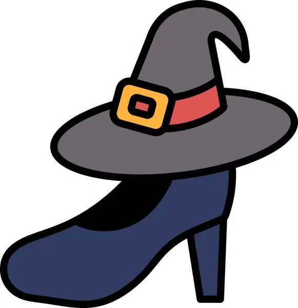 A Shoes and witch hat icon in line style. — Illustration Shoes Witch Hat Icon Line Style — Stock Vector