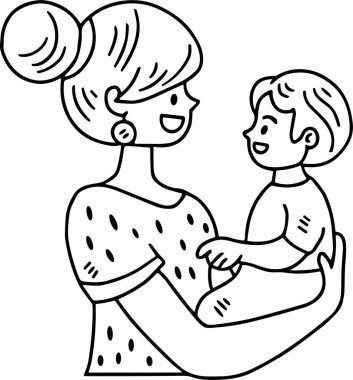 Bir kadın kucağında bir bebek tutuyor. Bebek gülümsüyor ve kadın da ona gülümsüyor. Görüntü, bir anne ve çocuğu arasında sıcak ve sevgi dolu bir anı yansıtıyor.