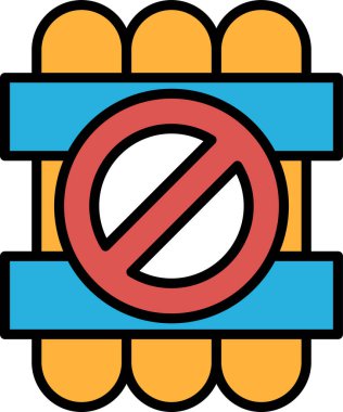 Satır biçiminde bir Yasak bomba simgesi