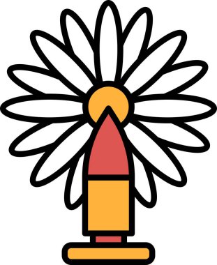 Merkezinde kurşun olan bir çiçeğin siyah beyaz çizimi. Tehlike ve yıkım kavramı, kurşun şiddetin ve zararın sembolüdür.