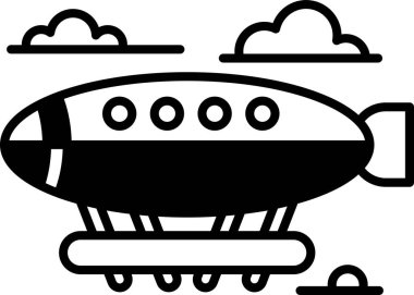 Kuyruğunda roket olan bir uçağın siyah beyaz çizimi. Uçak arka planda bulutlarla gökyüzünde uçuyor.