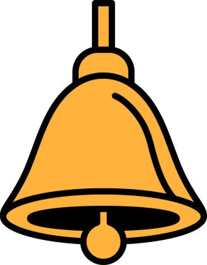 Bir çan direğe asılı. Zil beyaz ve siyah saplı.