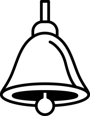 Bir çan direğe asılı. Zil beyaz ve siyah saplı.