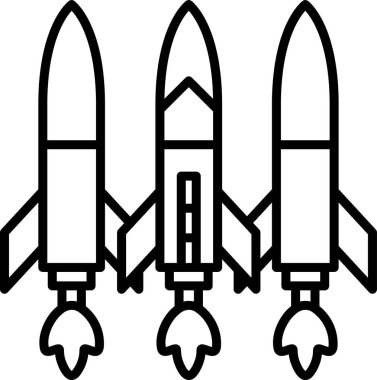 Gökyüzünde üç roket uçuyor. Roketler siyah ve beyaz.