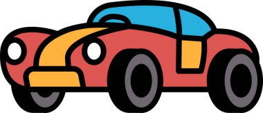 Siyah beyaz bir araba çizimi. Araba yuvarlak çatılı küçük bir hatchback.