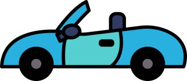 Üstü açık bir arabanın siyah beyaz çizimi. Araba üstü açılır bir araba ve şık bir tasarımı var. Sahne rahat ve tasasız, araba açık ve gitmeye hazır.