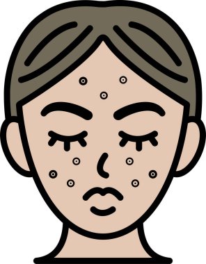 Kadının yüzü sivilcelerle kaplı.