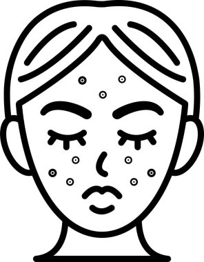 Kadının yüzü sivilcelerle kaplı.