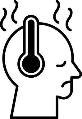 Kafasında termometre olan bir adam.