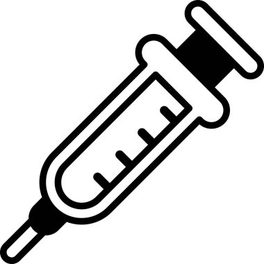 Üstü siyah beyaz bir şırınga. Bu tıbbi bir şırınga.