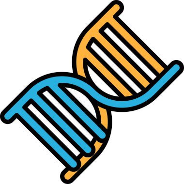 Mavi ve turuncu DNA ipliği. Mavi ve turuncu iplikler beyaz bir çizgiyle bağlanır.