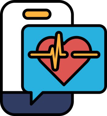 Üzerinde kırmızı çizgi olan bir kalp telefonun yanında gösterilir. Kalp mavi bir kutuyla çevrilidir ve telefon arka plandadır. Kalp sağlığını izleme kavramı