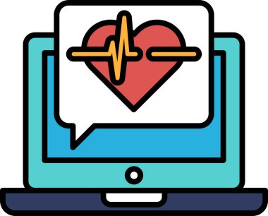 Kalp ve damar yolu olan bir bilgisayar monitörü.