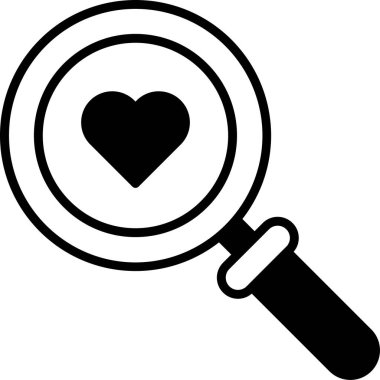 Bir kalp siyah ve beyaz çemberde büyütülür.