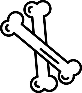 Siyah beyaz çizimde iki kemik gösteriliyor. Kemikler birbirlerine yaslanmış gibi görünerek denge ve istikrar hissi yaratıyor.