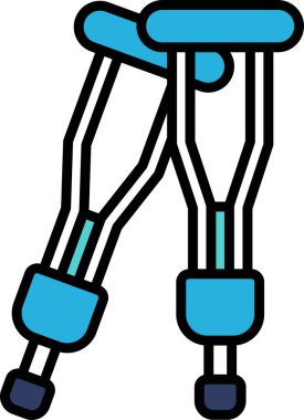 Two blue crutches with white handles. They are not in use clipart