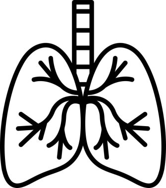 Siyah beyaz bölümlü bir insan akciğeri karikatürü. Çizim renkli ve eğlenceli, akciğerlere ve dallanma yapısına odaklı.