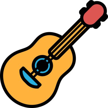 Sanat tarzında bir akustik gitarın tasviri.