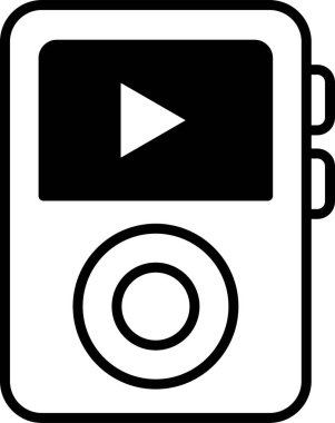 Çalma düğmesini gösteren okla siyah beyaz bir müzik çalar