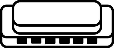 Üzerinde siyah beyaz bir düğme olan bir mızıka karikatürü. Mızıka siyah beyaz çizilmiş.