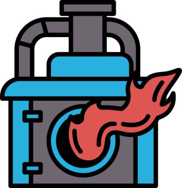 Sanat tarzında bir atık yakma fırını tasviri.