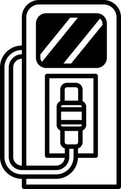 Üzerinde hortum olan siyah beyaz bir benzin istasyonu.