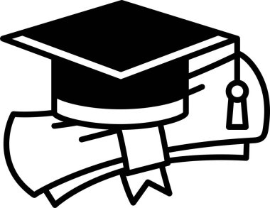 Mezuniyet şapkası diplomanın üstündedir.