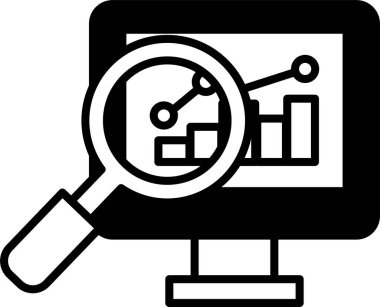 Üzerinde büyüteç olan bir bilgisayar monitörü.