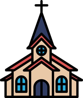 Çan kulesi ve tepesinde haç olan bir kilise.