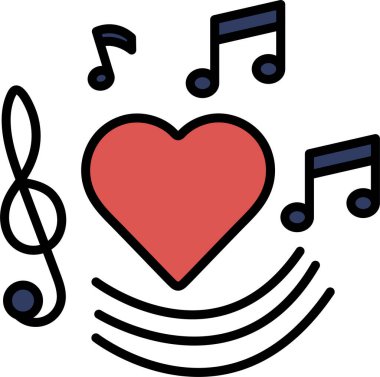 Müzik notalarıyla çevrili bir kalp. Aşk ve uyum kavramı