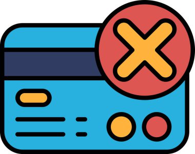 Üzerinde kırmızı X olan mavi bir kart.