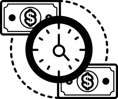 İki tarafında da iki dolarlık banknotlar olan bir saat.