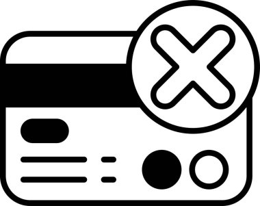 Üzerinde kırmızı X olan mavi bir kart.