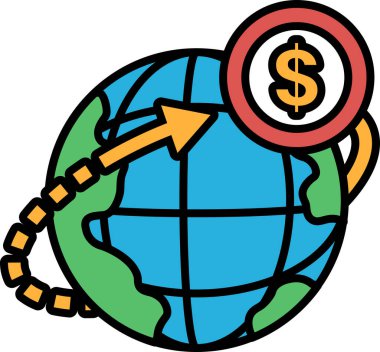 Üzerinde dolar işareti olan bir küre karikatürü.