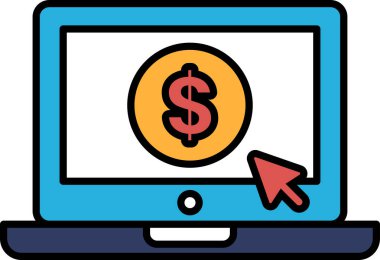 Dolar işareti ve fare imleci olan bir bilgisayar ekranı