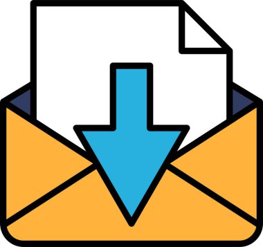 Aşağıya bakan bir ok zarfın üzerindedir.