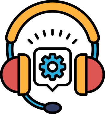 Üzerinde teçhizat olan bir kulaklığın çizgi film görüntüsü.