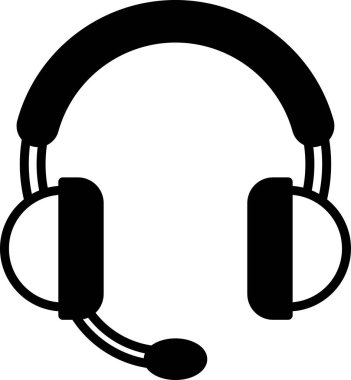 Mikrofonlu bir çift kulaklık çizimi.