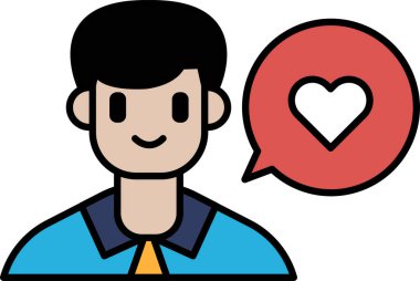 Yüzünde gülümseme olan bir adam bir kalple konuşuyor.