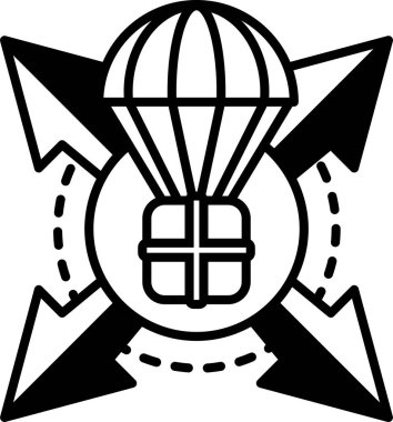 Üzerinde kutu olan siyah beyaz bir şemsiyenin renkli bir grafiği. Kutuda 