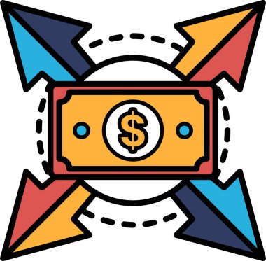 Bir dolarlık banknot okla gösterilir. Mali kayıp ya da düşüş kavramı