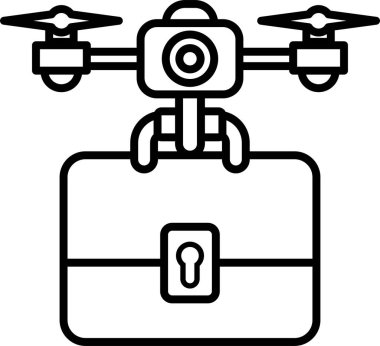 Üzerinde insansız hava aracı olan bir çanta. Kamera bir drone.