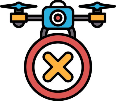 Beyaz arka planda kırmızı ve sarı bir X var. X, bir daire ile çevrilidir. İHA 'nın resmi.