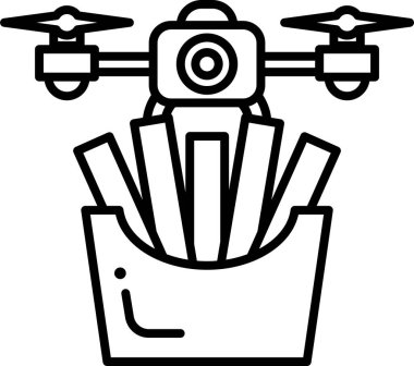Bir dron patates kızartması sepetinin üzerinde uçuyor. Heyecan ve macera kavramı, İHA kızartmaların servis edildiği anı yakalıyor. Patateslerin parlak renkleri