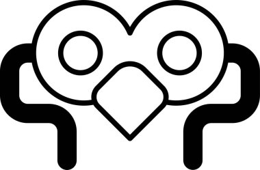 Beyaz ve siyah aksanlı bir kuş maskesi. Maske, kırmızı gagalı ve sarı gözlü bir kuşa benzemesi için tasarlandı. Maske kırmızı bir kumaştan yapılmıştır ve mavi ve sarı süslemesi vardır.