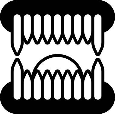 Dişleri olan bir ağzın karikatürsel bir çizimi.