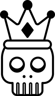 Üstünde taç olan bir karikatür kafatası. Kafatası bir krala benzeyen bir şekilde çizilmiş.