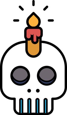 A skull with a candle on top of it clipart