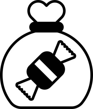 İçinde çikolata olan bir çanta. Çikolata sarı ve mavi. Çanta kalp şeklinde.